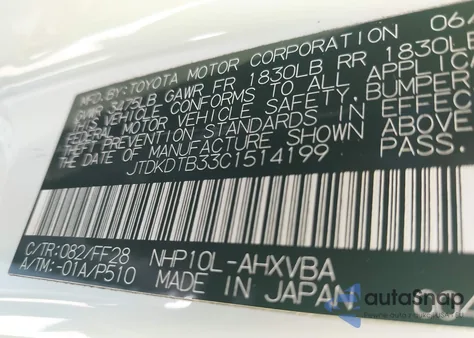 2012 Toyota Prius C Two z USA, uszkodzony, nr VIN JTDKDTB33C1514199